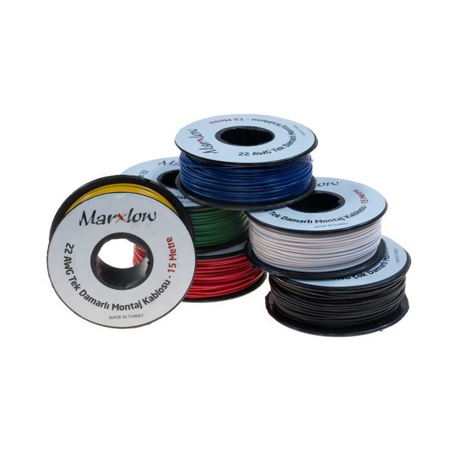  Tek Damarlı Montaj Kablosu 22awg 15 Metre Sarı